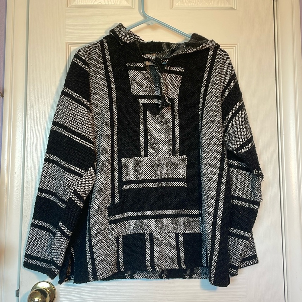 Authentic Mexican Baja Hoodie (Black/White)